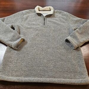 ***Orvis Men's Heathered Gray Fleece Sherpa 1/4 Zip Sweater Size Medium
